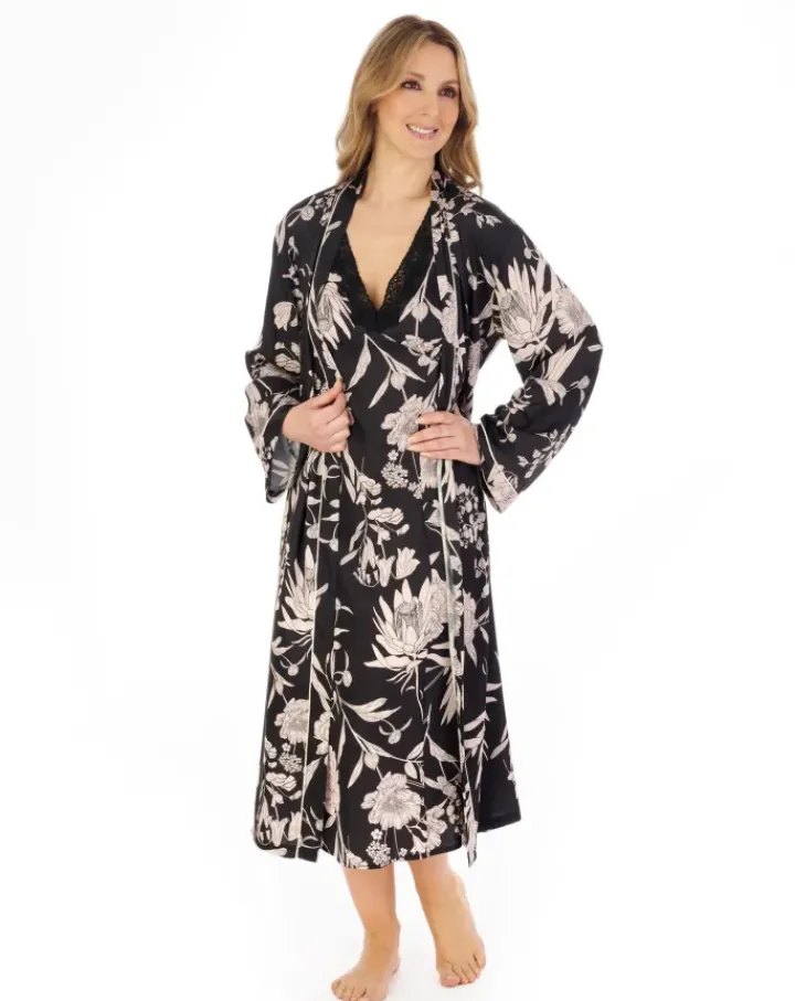 Satin Floral Print 46" Kimono Wrap GL04709