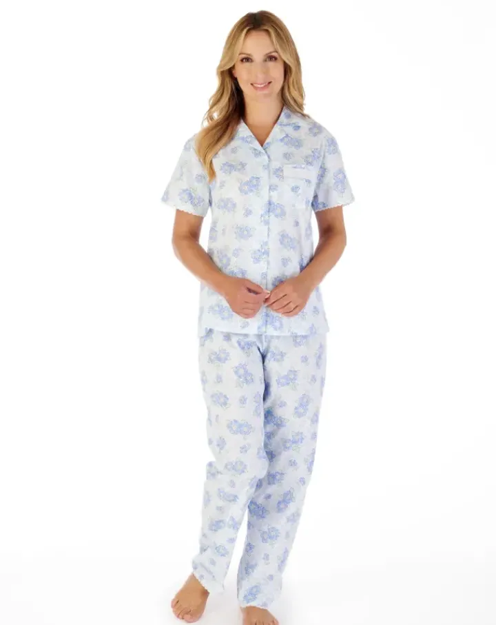 Shadow Leaf Floral Print Tailored Pyjama Set PJ03209
