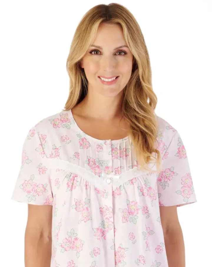 Shadow Leaf Floral Print 46" Woven Nightdress ND03208