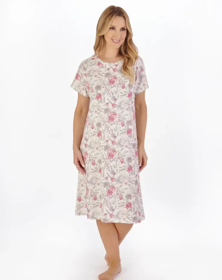 Sketch Floral Print 40" Jersey Nightdress ND05116