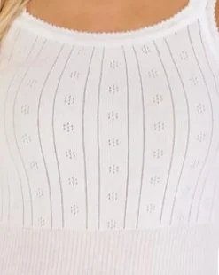 Slenderella Pointelle Pure Cotton French Neck Vest UW904