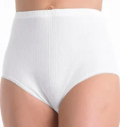 Slenderella White Ribbed Brief BF7