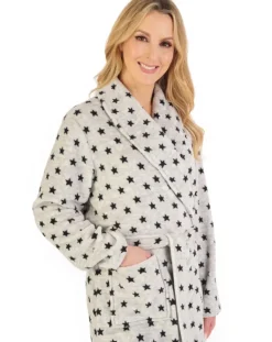 Star Printed Fleece 41" Shawl Collar Wrap HC06335
