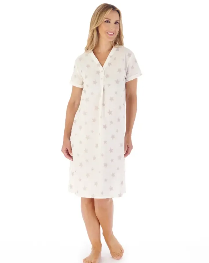 Star Print Jacquard Dobby Dot 40" Woven Nightdress ND03246