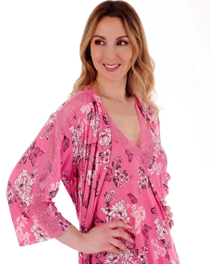 Supersoft Butterfly Floral Print 42" Kimono GL77704