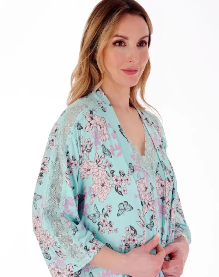 Supersoft Butterfly Floral Print 42" Kimono GL77704