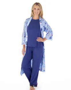 Supersoft Multi-Print and Solid Navy Pyjama Set GL03703