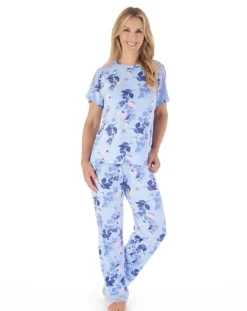 Supersoft Multi-Print and Solid Navy Pyjama Set GL03703