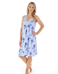 Supersoft Multi-Print and Solid Navy 38" Nightdress GL03700