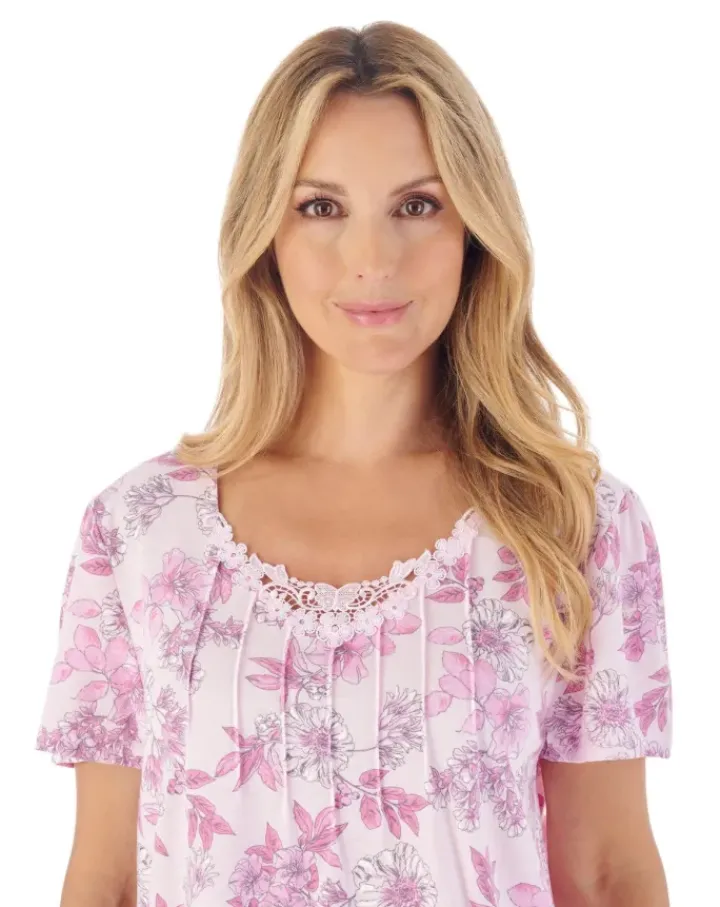 Tonal Floral Printed Jersey Pull On Pyjama Set PJ03114