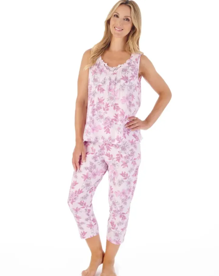 Tonal Floral Print Jersey Pull On Pyjama Set PJ03113