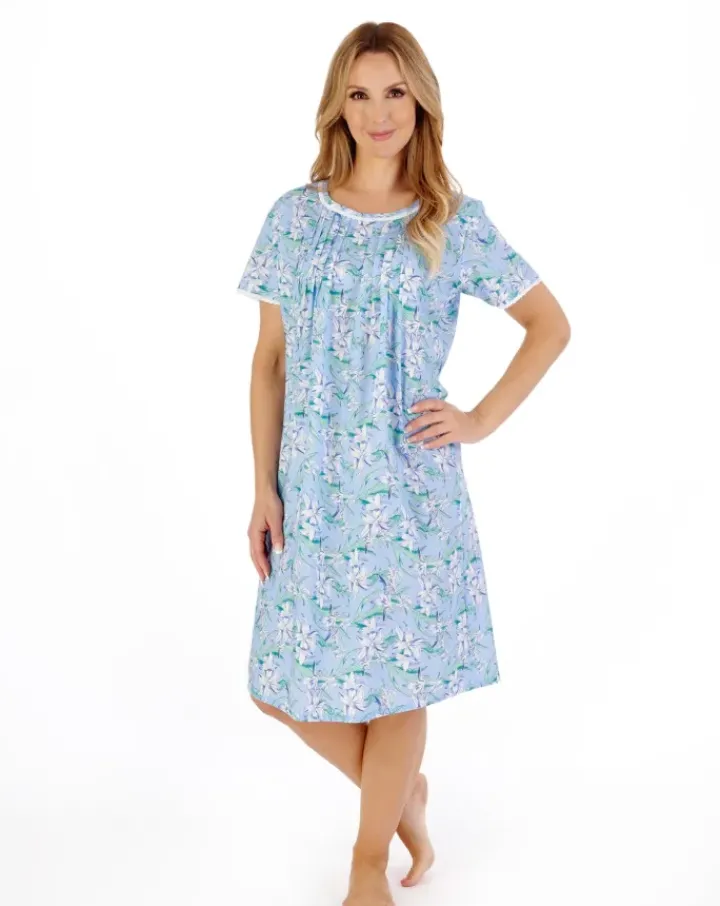 Tropical Flower Print 42" Woven Nightdress ND05221