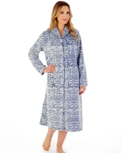 Two-Tone Shaved 46" Button Through Housecoat HC02331