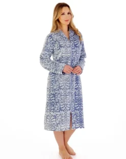 Two-Tone Shaved 46" Zip Housecoat HC02332