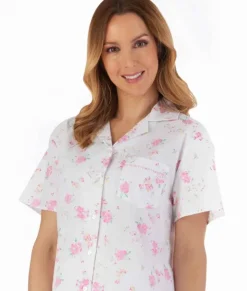 White Ground Floral Print Woven Pyjama PJ55208