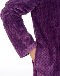 Zig-Zag Pattern Fleece 46" Button Housecoat HC02316