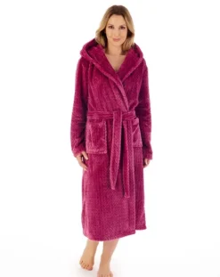 Zig-Zag Pattern Fleece 46" Hooded Wrap Housecoat HC02319