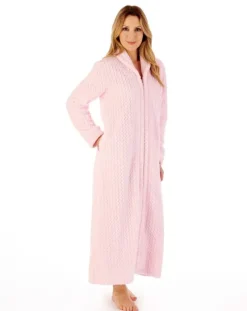Zig-Zag Pattern Fleece 50" Zip Housecoat HC02317